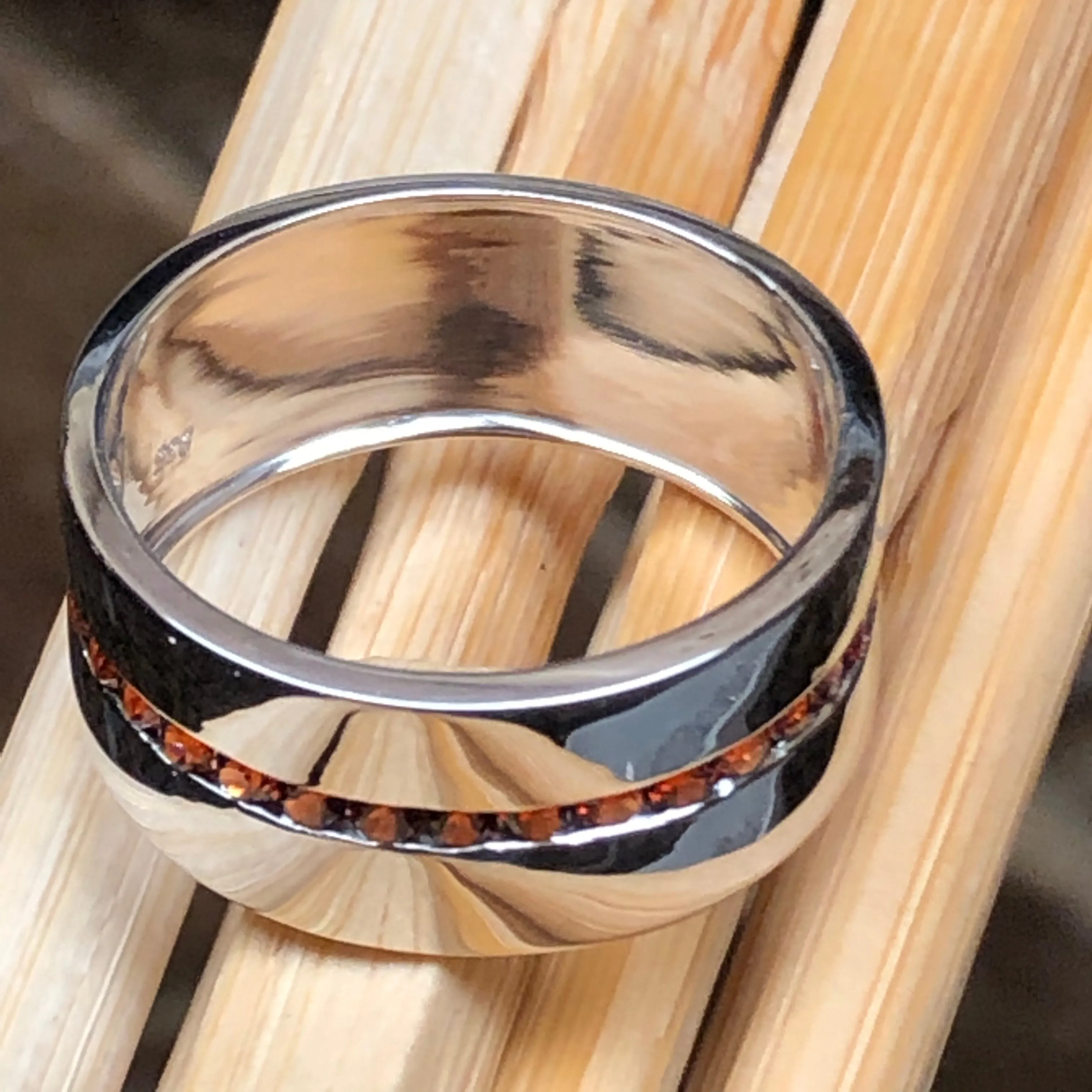 Natural Pyrope Garnet 925 Sterling Silver Men's Ring Size 7, 8, 9, 10, 11, 12, 13