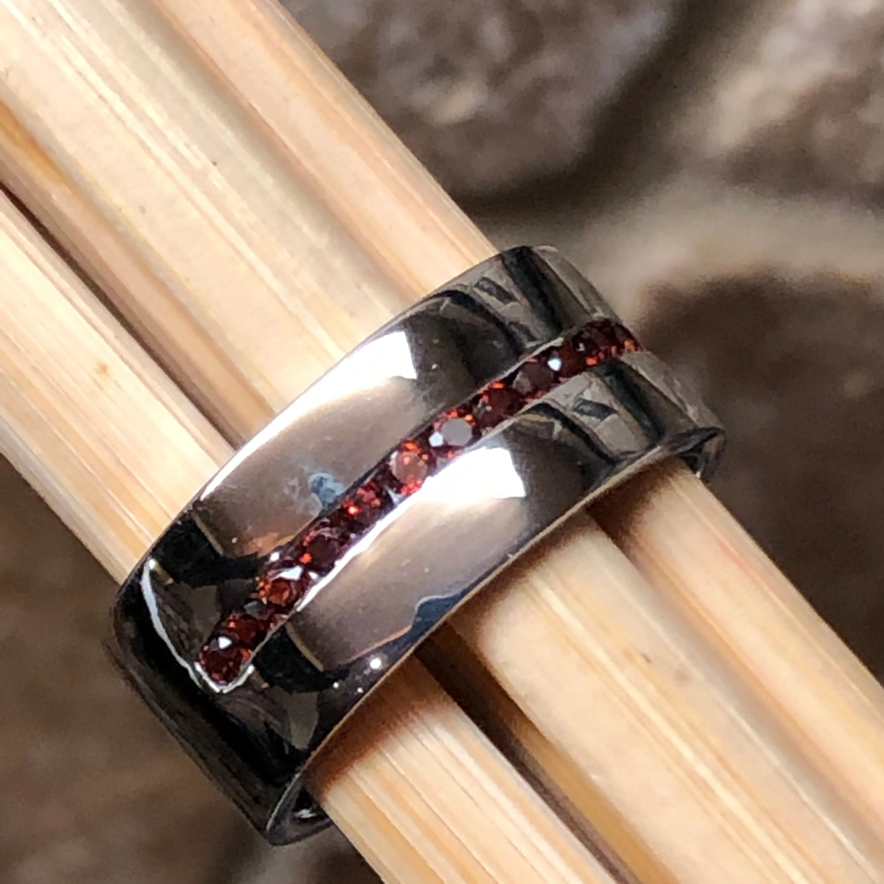 Natural Pyrope Garnet 925 Sterling Silver Men's Ring Size 7, 8, 9, 10, 11, 12, 13