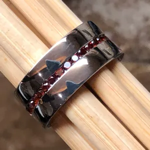 Natural Pyrope Garnet 925 Sterling Silver Men's Ring Size 7, 8, 9, 10, 11, 12, 13