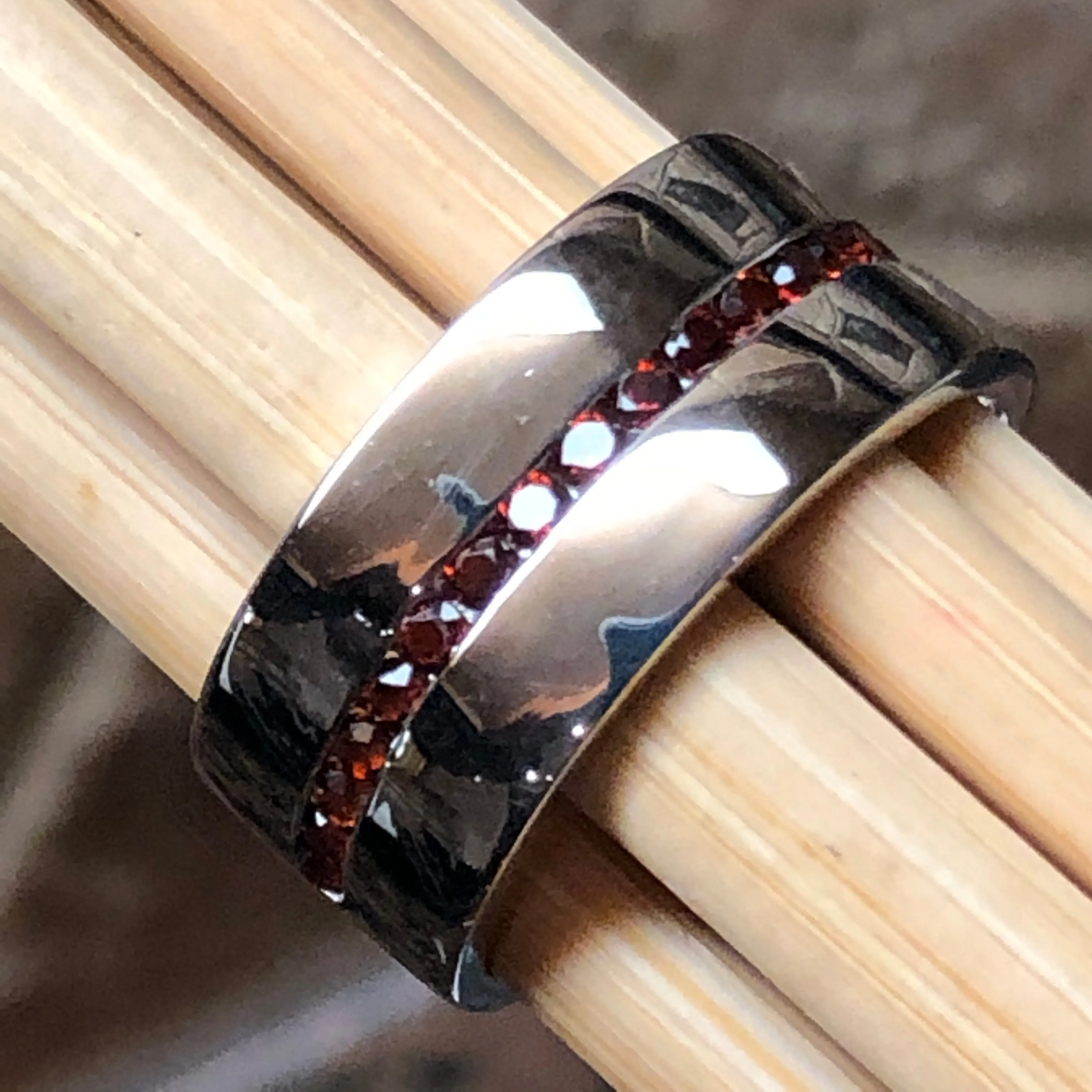Natural Pyrope Garnet 925 Sterling Silver Men's Ring Size 7, 8, 9, 10, 11, 12, 13