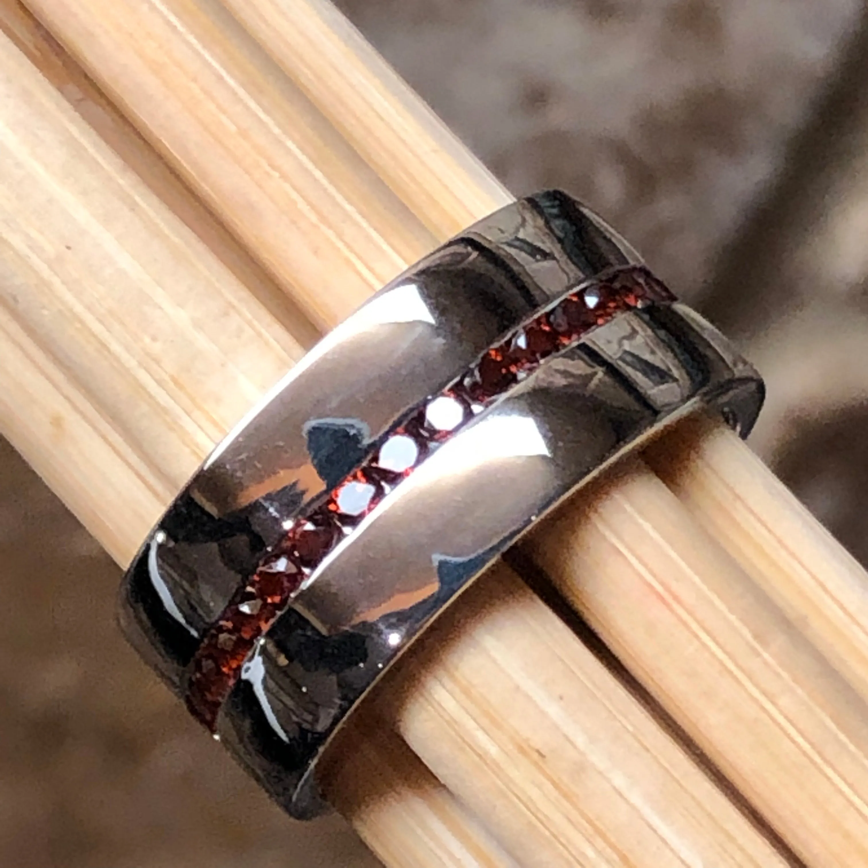 Natural Pyrope Garnet 925 Sterling Silver Men's Ring Size 7, 8, 9, 10, 11, 12, 13