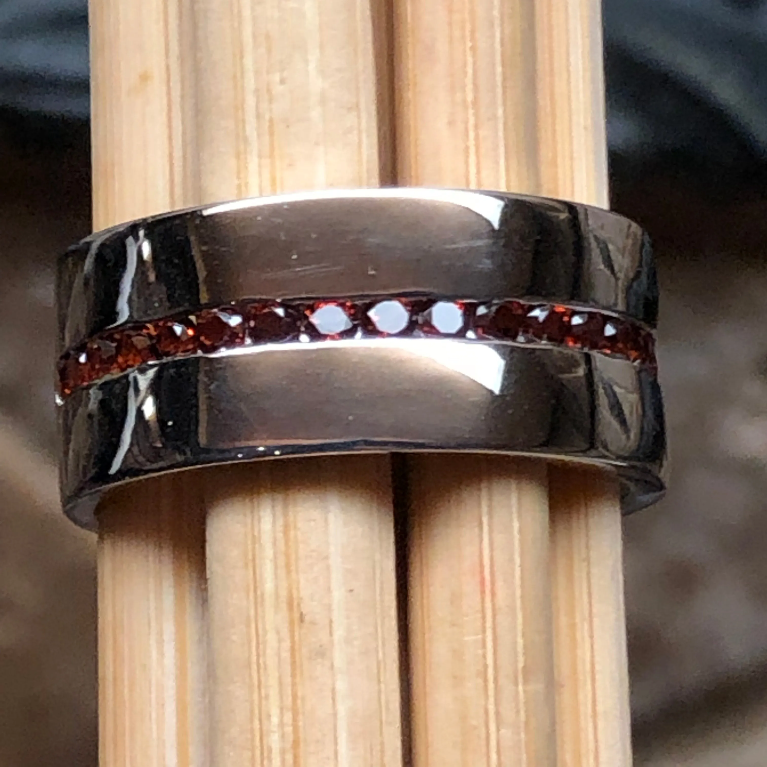 Natural Pyrope Garnet 925 Sterling Silver Men's Ring Size 7, 8, 9, 10, 11, 12, 13