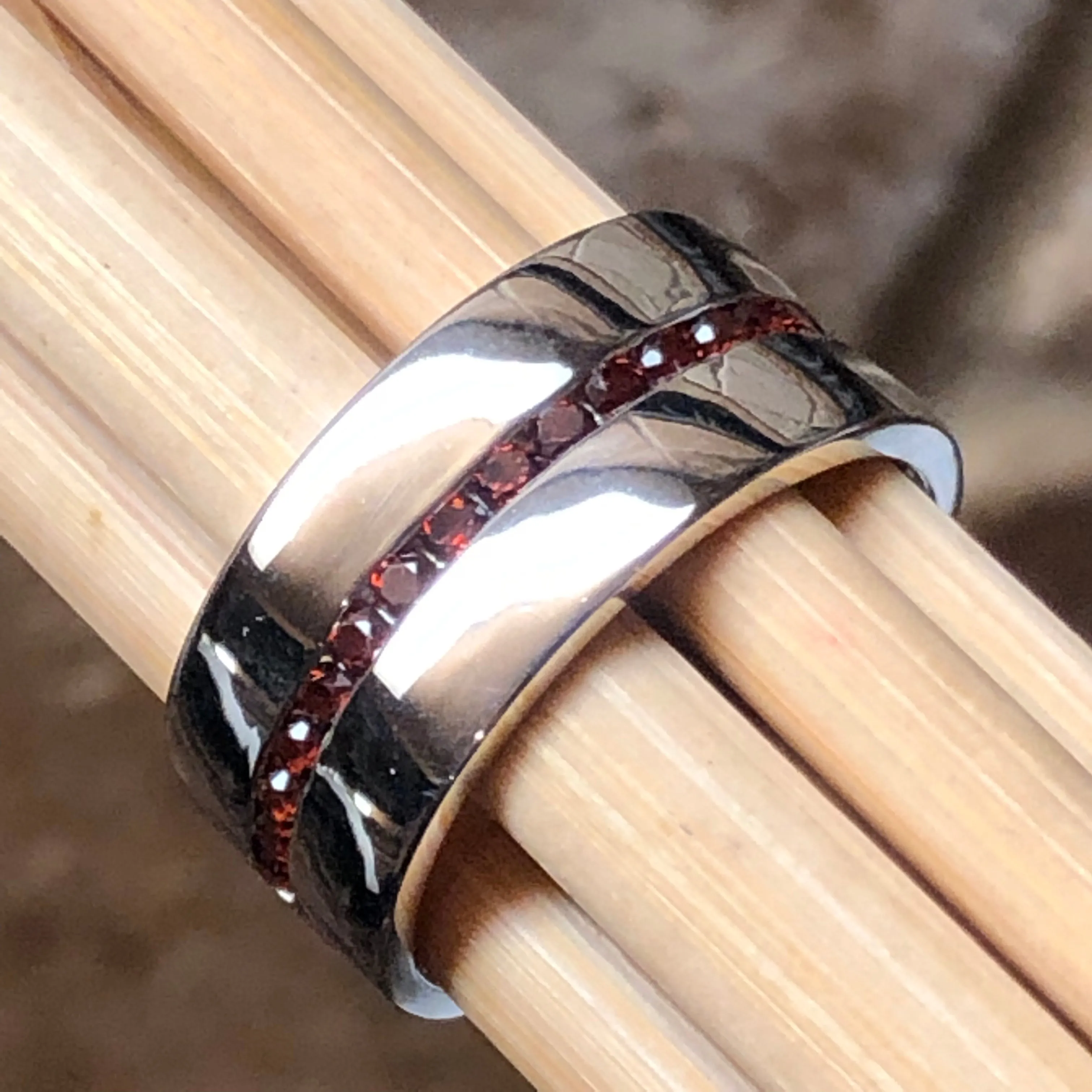Natural Pyrope Garnet 925 Sterling Silver Men's Ring Size 7, 8, 9, 10, 11, 12, 13
