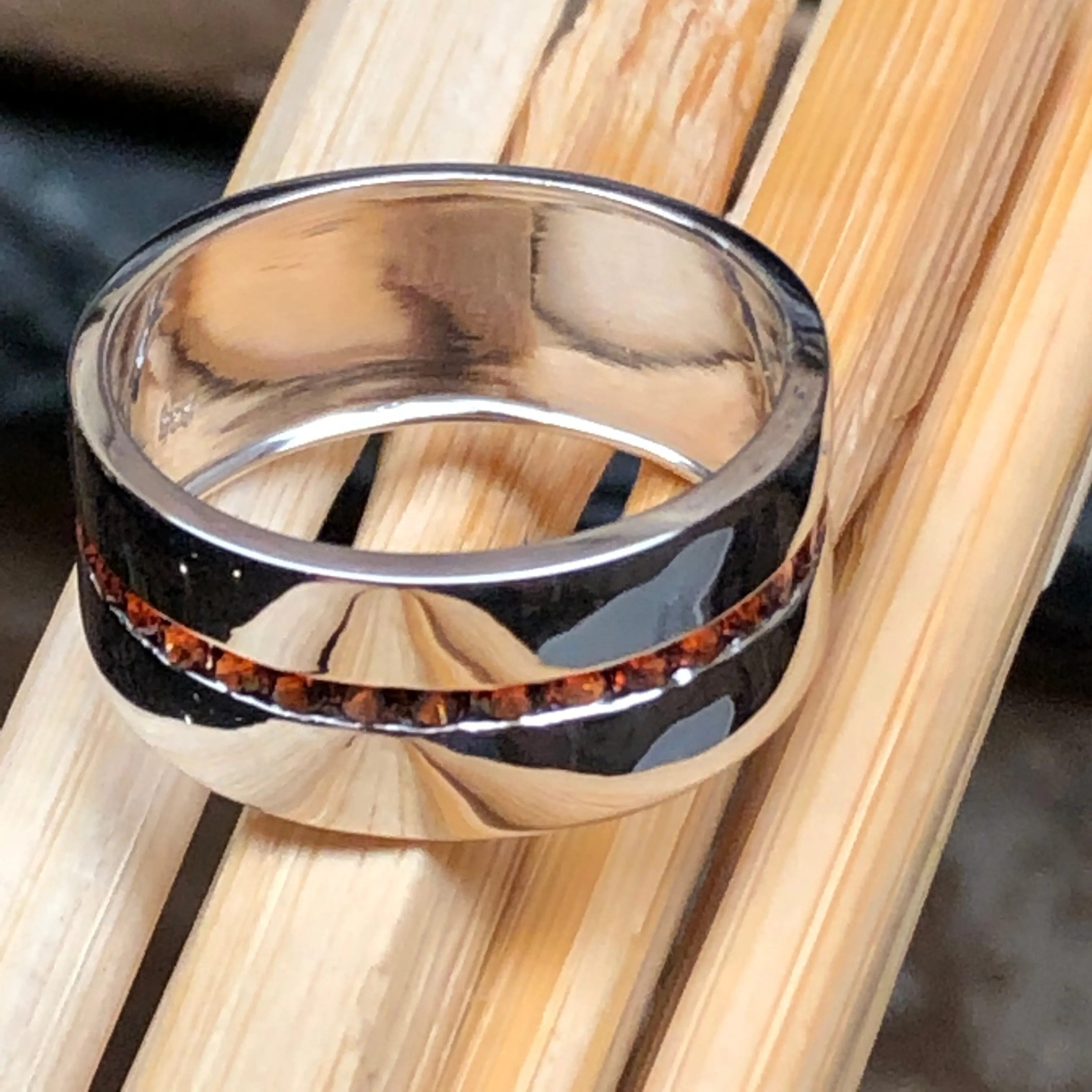 Natural Pyrope Garnet 925 Sterling Silver Men's Ring Size 7, 8, 9, 10, 11, 12, 13