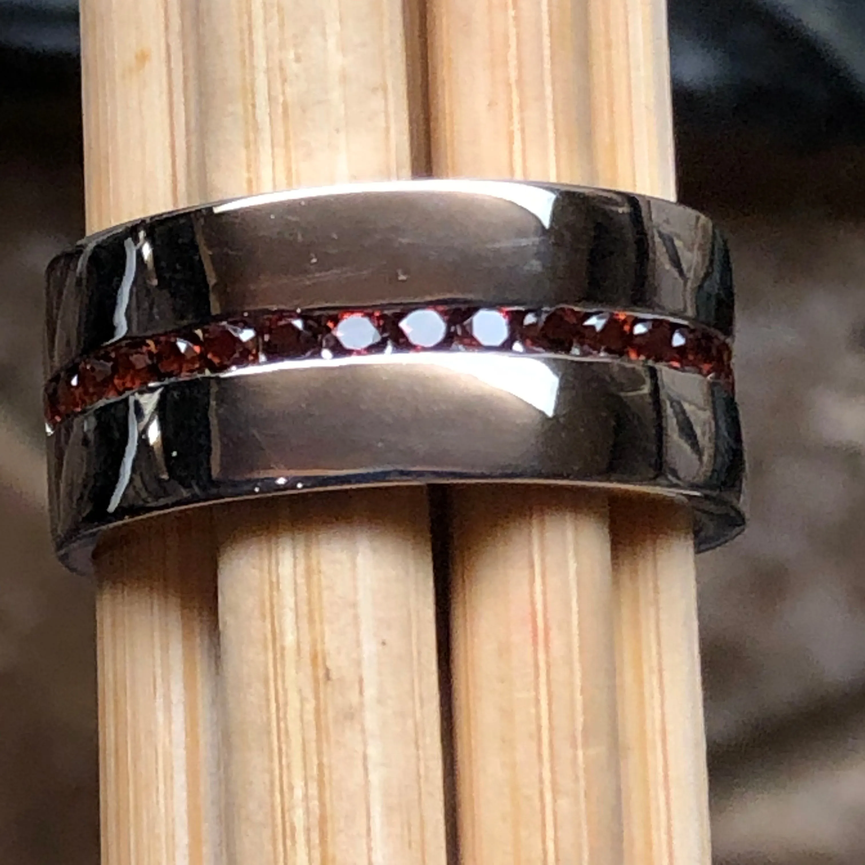 Natural Pyrope Garnet 925 Sterling Silver Men's Ring Size 7, 8, 9, 10, 11, 12, 13