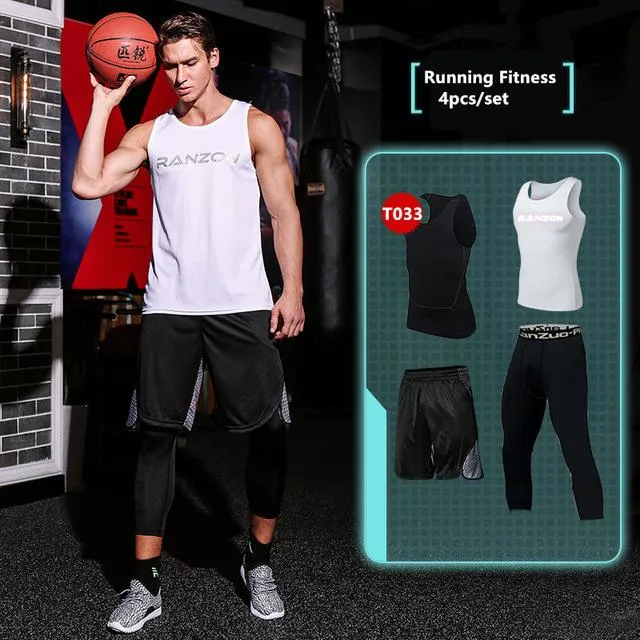 New Compression Men's Sport Suits Quick Dry Running sets Clothes Sports
