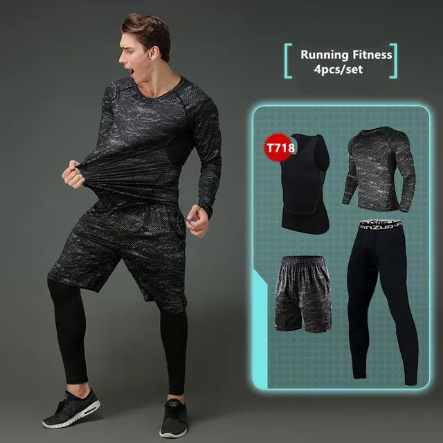 New Compression Men's Sport Suits Quick Dry Running sets Clothes Sports