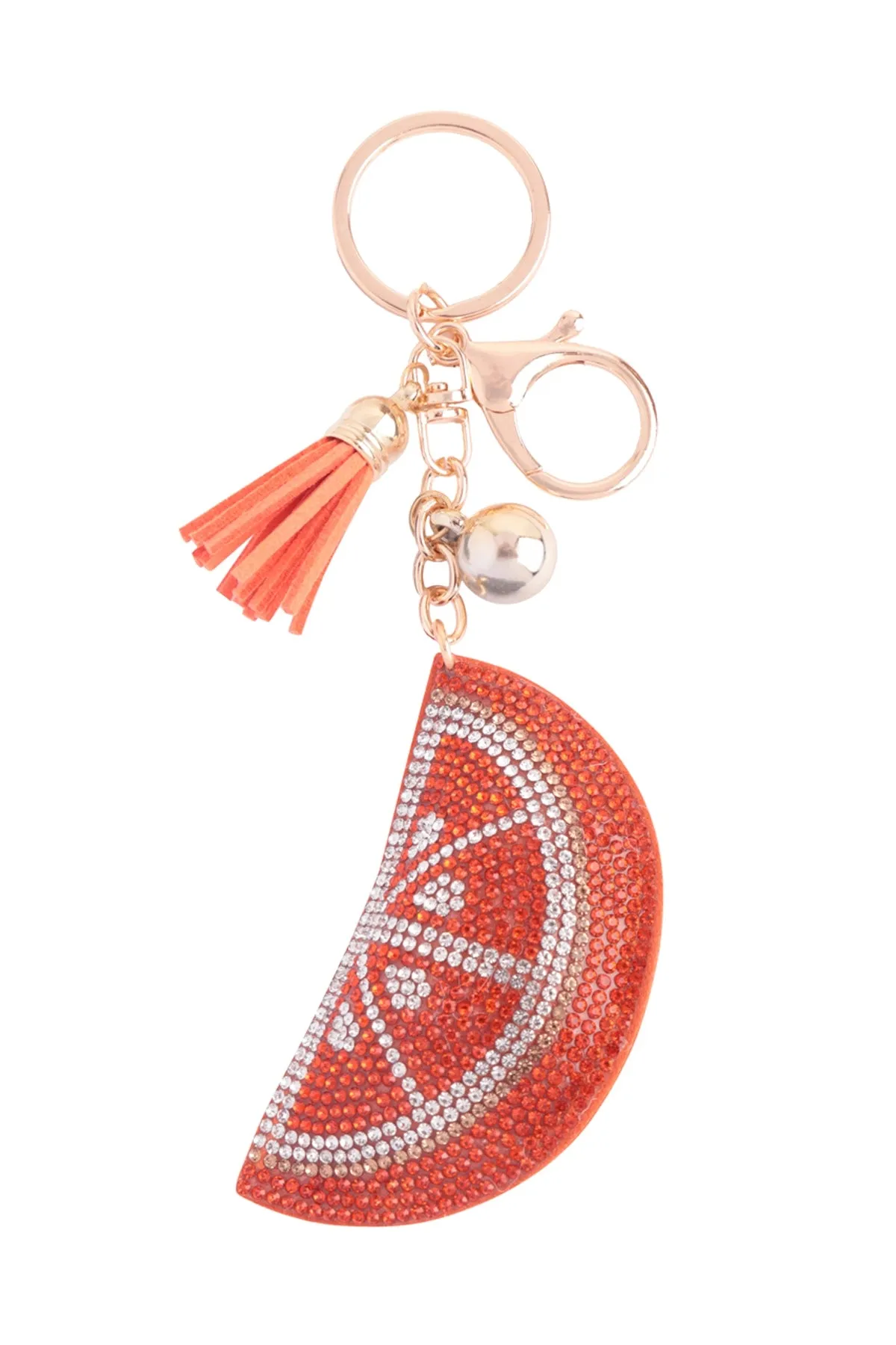 ORANGE RHINESTONE TASSEL KEYCHAIN