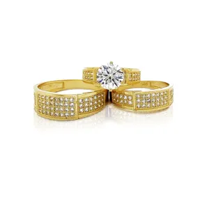Pave Rectangle Shape Three Piece-Set (14K)