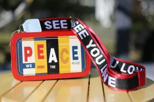 Peace & Love - Letter Print Color block Crossbody Bag