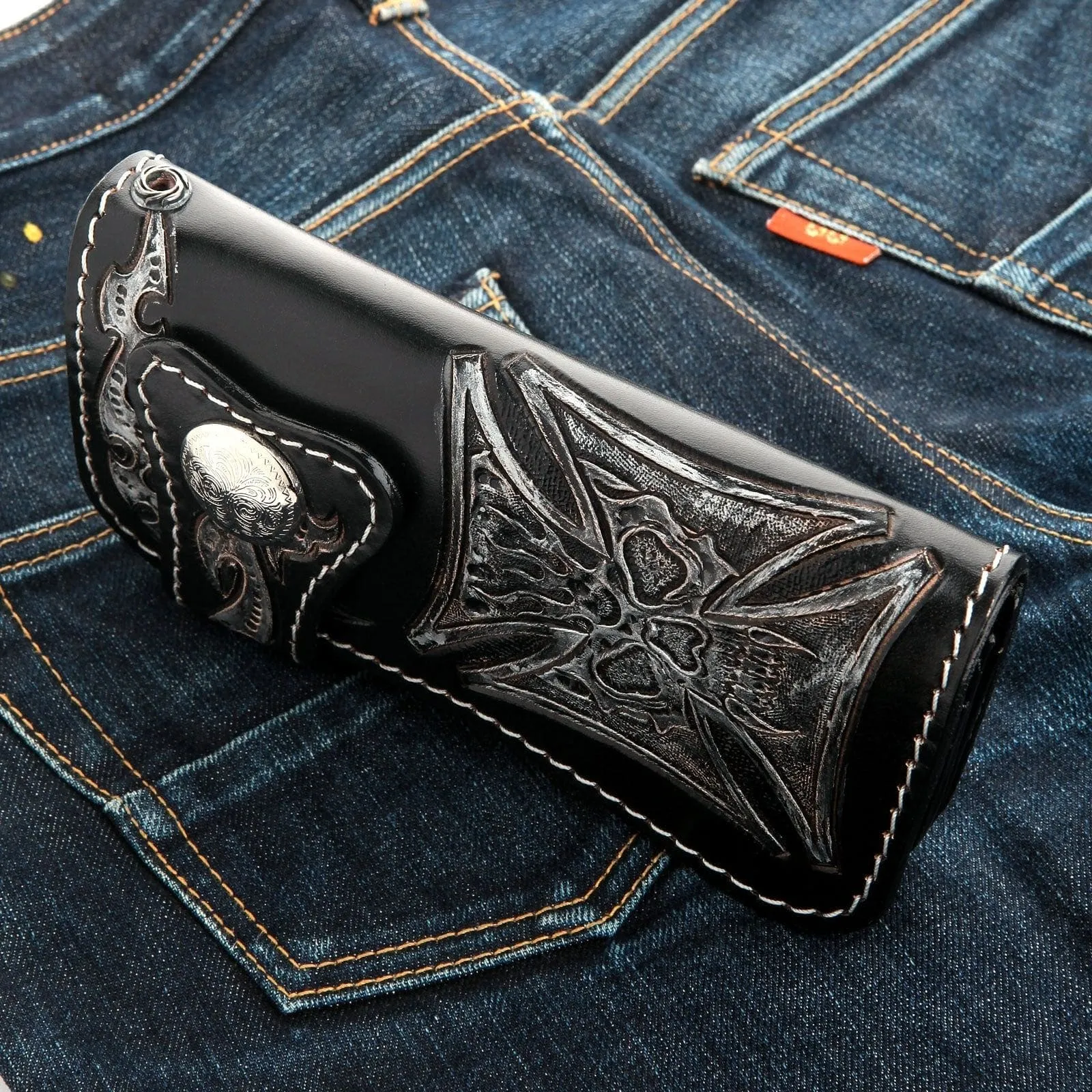Phantom Skull Genuine Leather Biker Wallet
