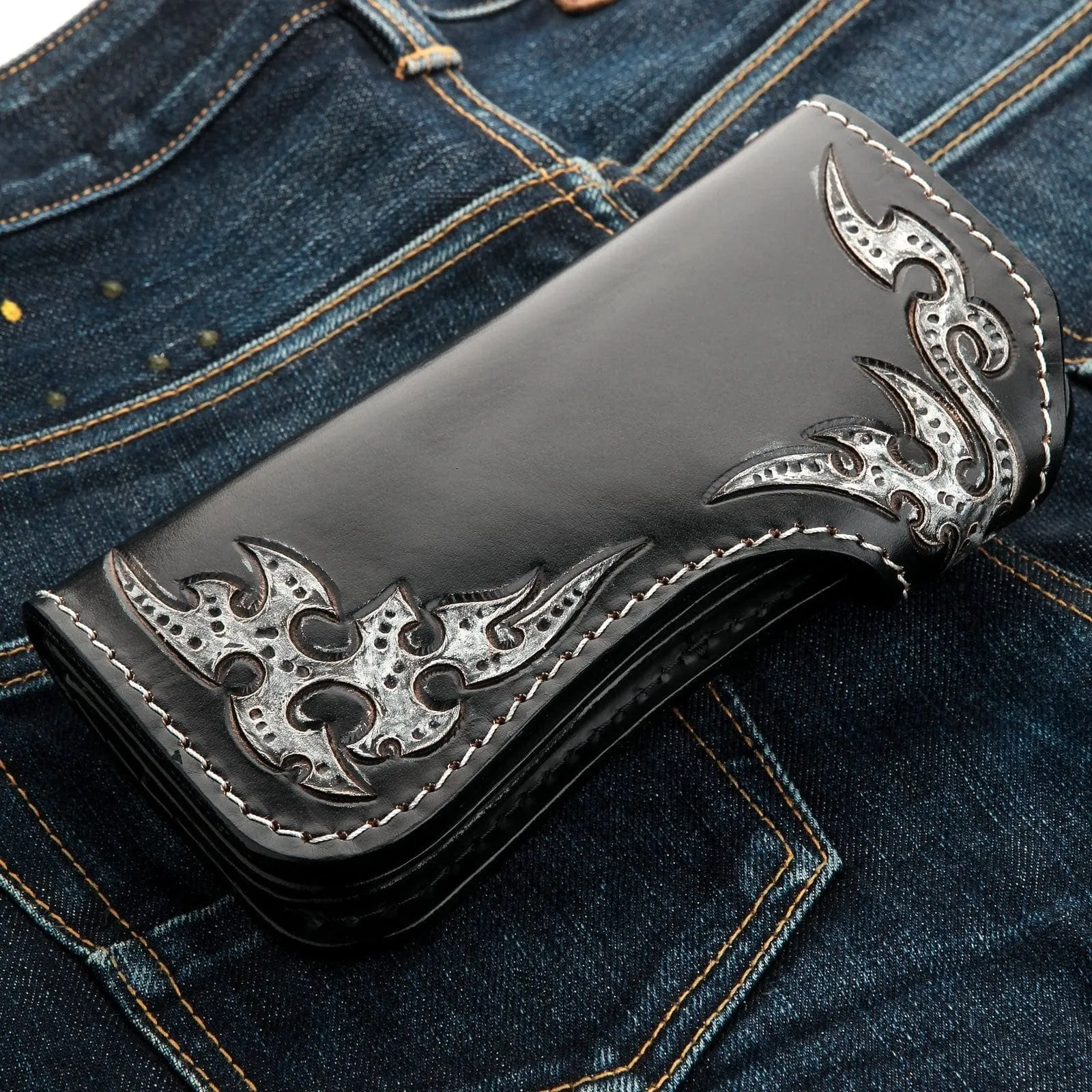 Phantom Skull Genuine Leather Biker Wallet
