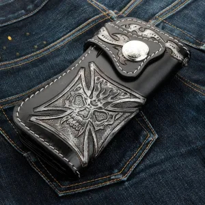 Phantom Skull Genuine Leather Biker Wallet