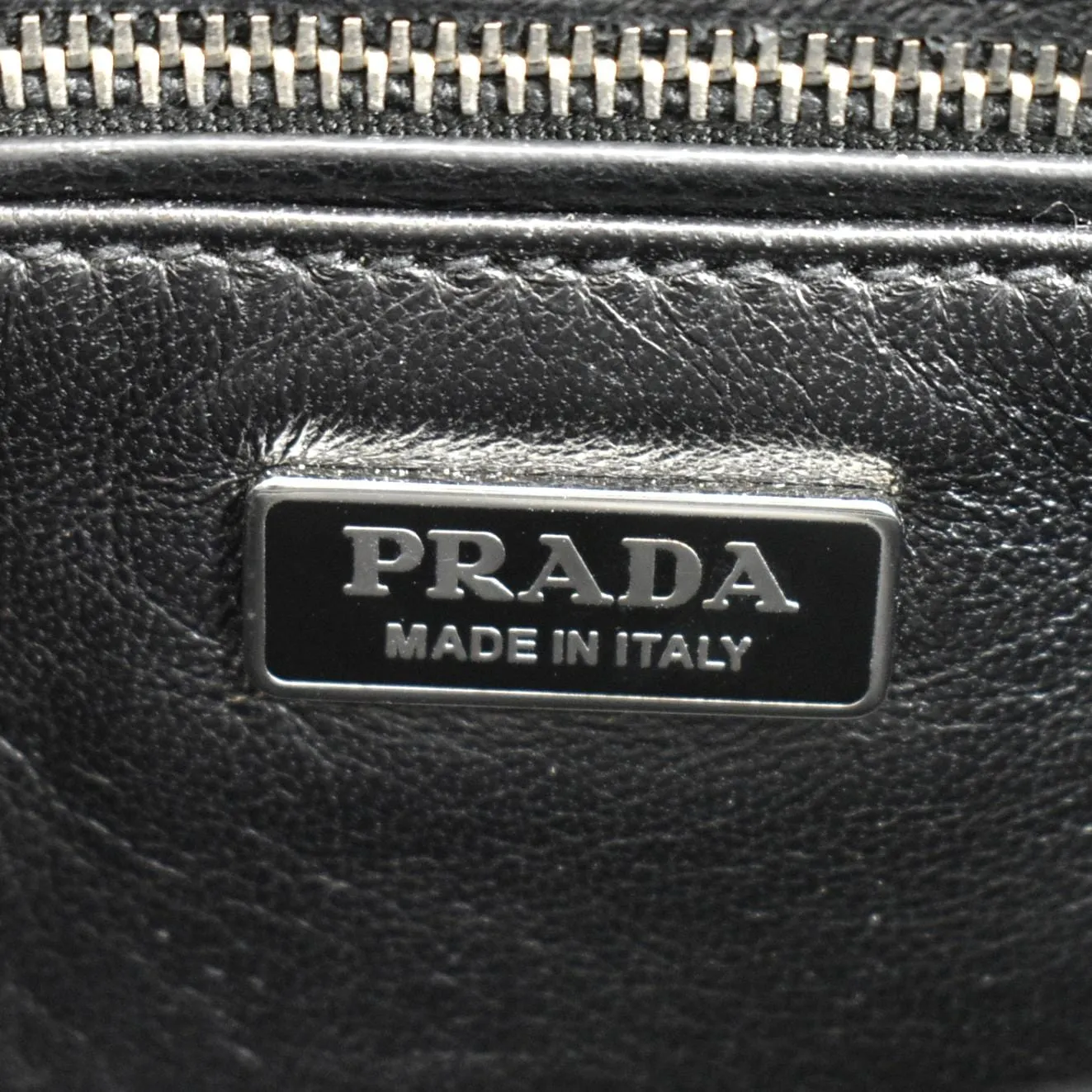 PRADA Arcade Glace Calf Leather Chain Crossbody Bag Black
