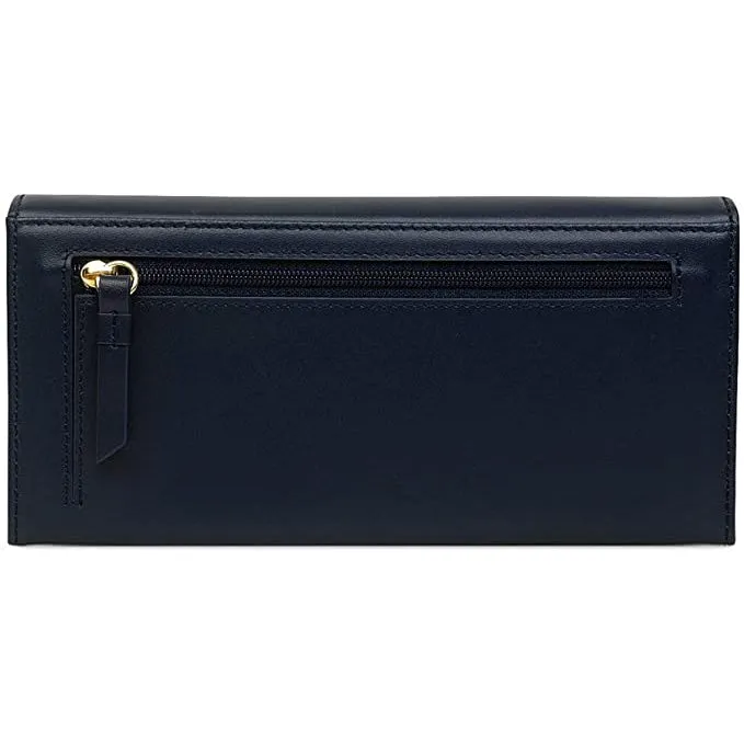 Profile Dog Shadow Large Flapover Matinee Leather Wallet - Black