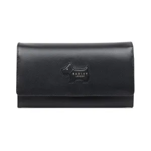 Profile Dog Shadow Large Flapover Matinee Leather Wallet - Black