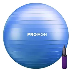 PROIRON Yoga Ball-55cm Blue Exercise Ball with Postures Shown on The Yoga Ball, Pregnancy Ball, Anti-Burst Gym Ball, Swiss Ball with Pump, Birthing Ball for Yoga, Pilates, Fitness, Labour