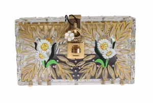 Purse BOX Plexi Flower Hand Painted Da Sera Clutch