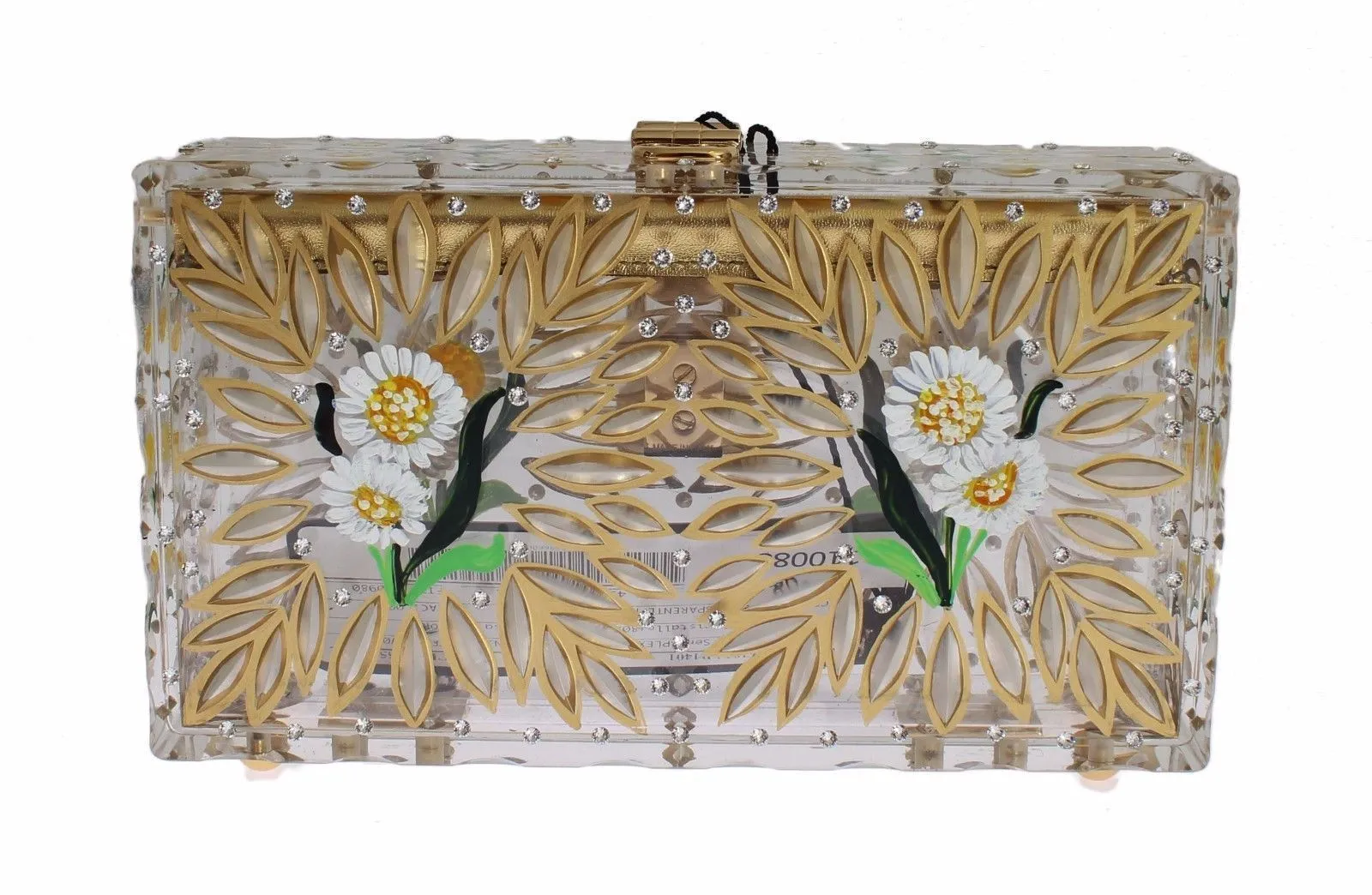 Purse BOX Plexi Flower Hand Painted Da Sera Clutch