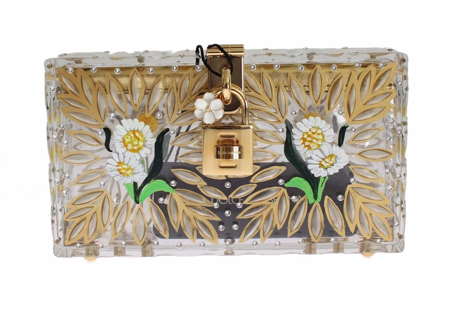 Purse BOX Plexi Flower Hand Painted Da Sera Clutch