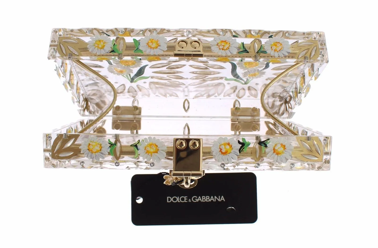 Purse BOX Plexi Flower Hand Painted Da Sera Clutch