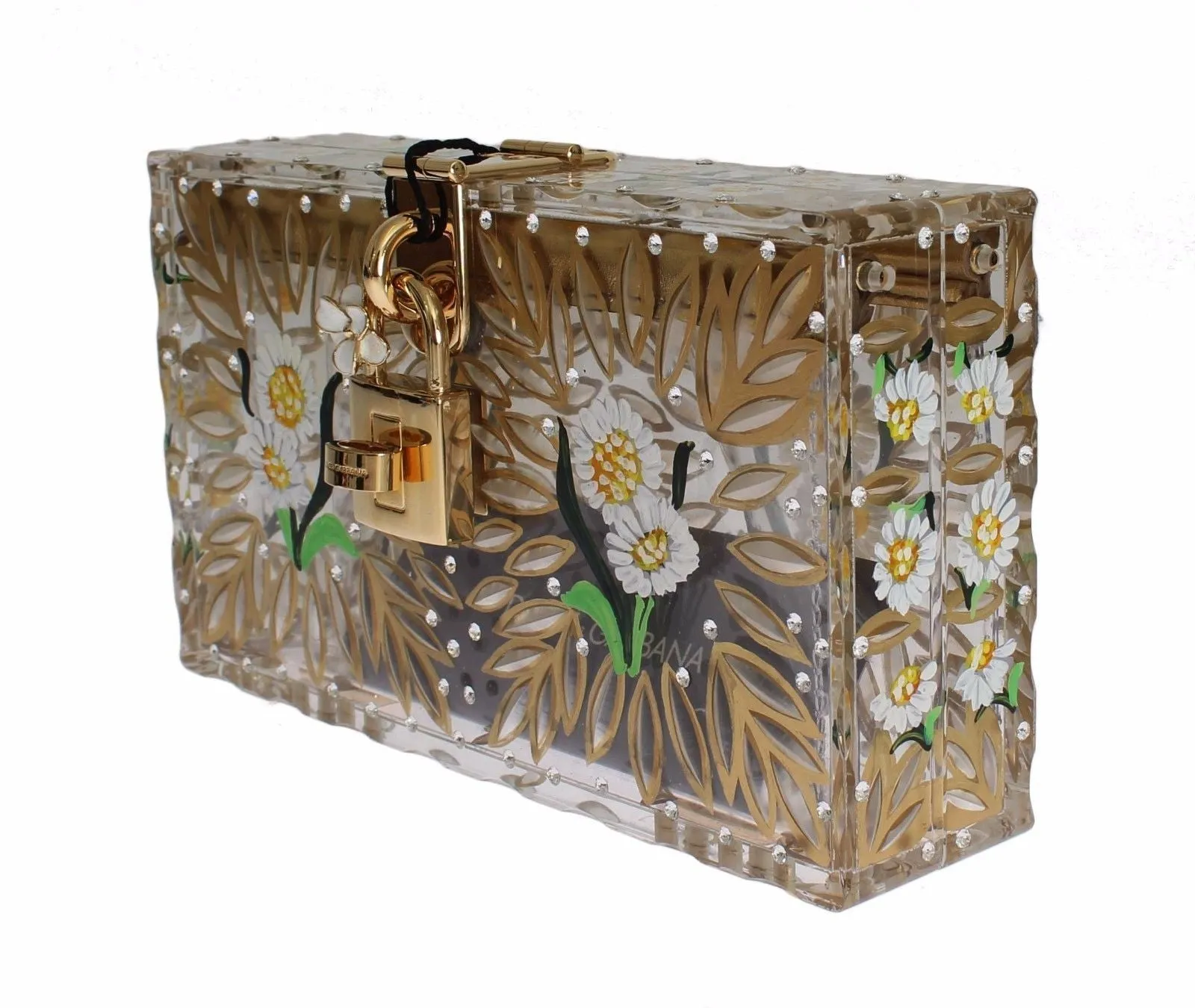 Purse BOX Plexi Flower Hand Painted Da Sera Clutch