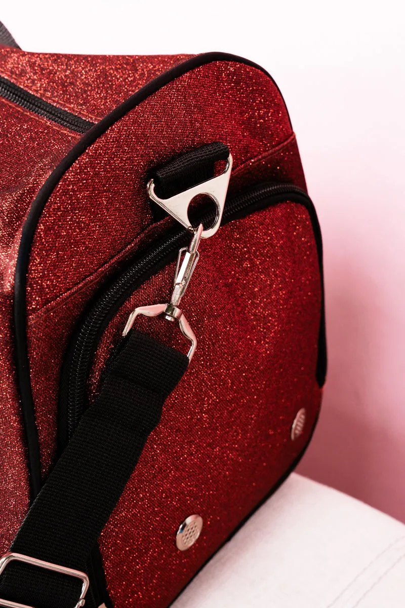 Red Glitz & Glam Duffle Bag with Shoe Compartment