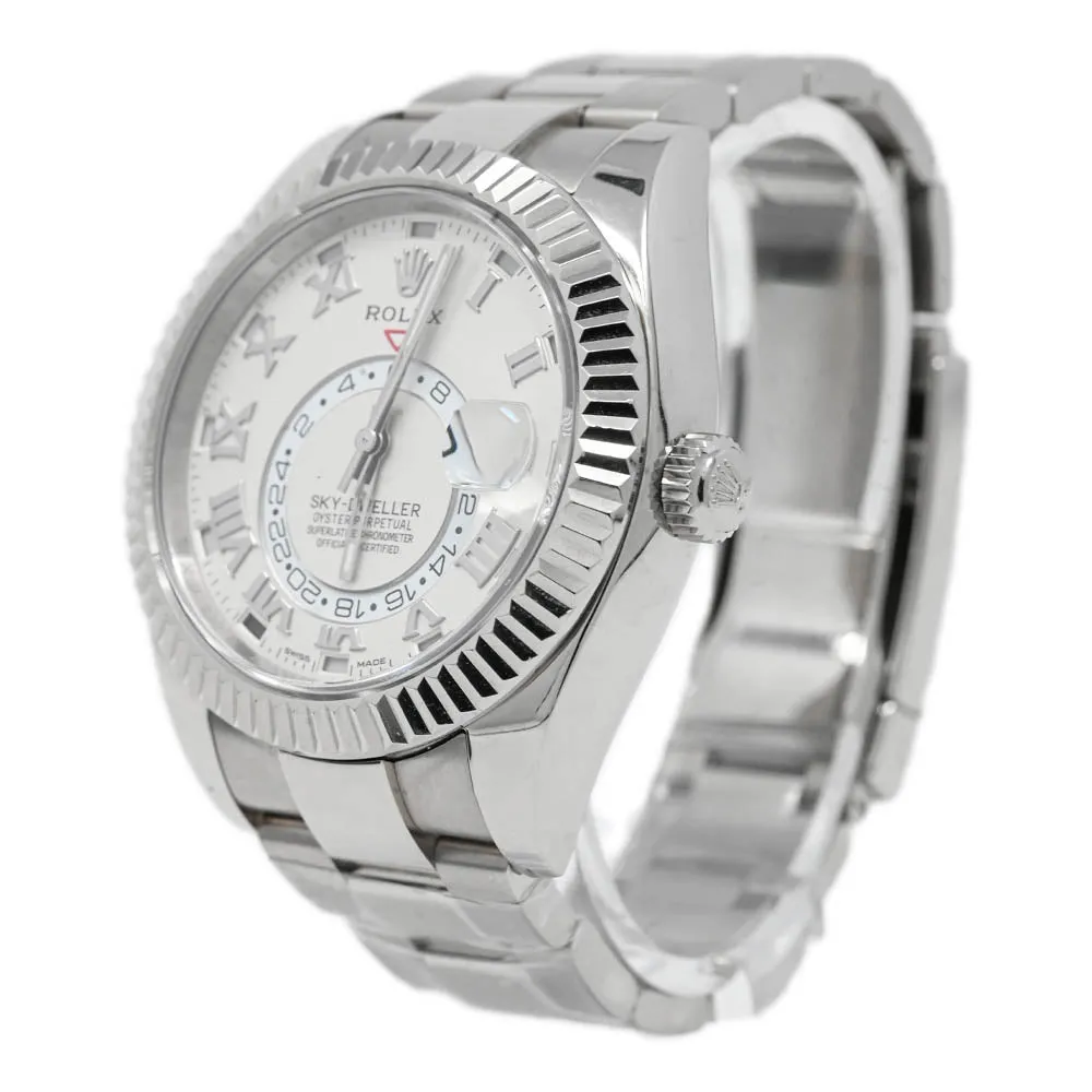 Rolex Men's Sky-Dweller 18K White Gold 42mm Ivory Roman Dial Watch Reference #: 326939