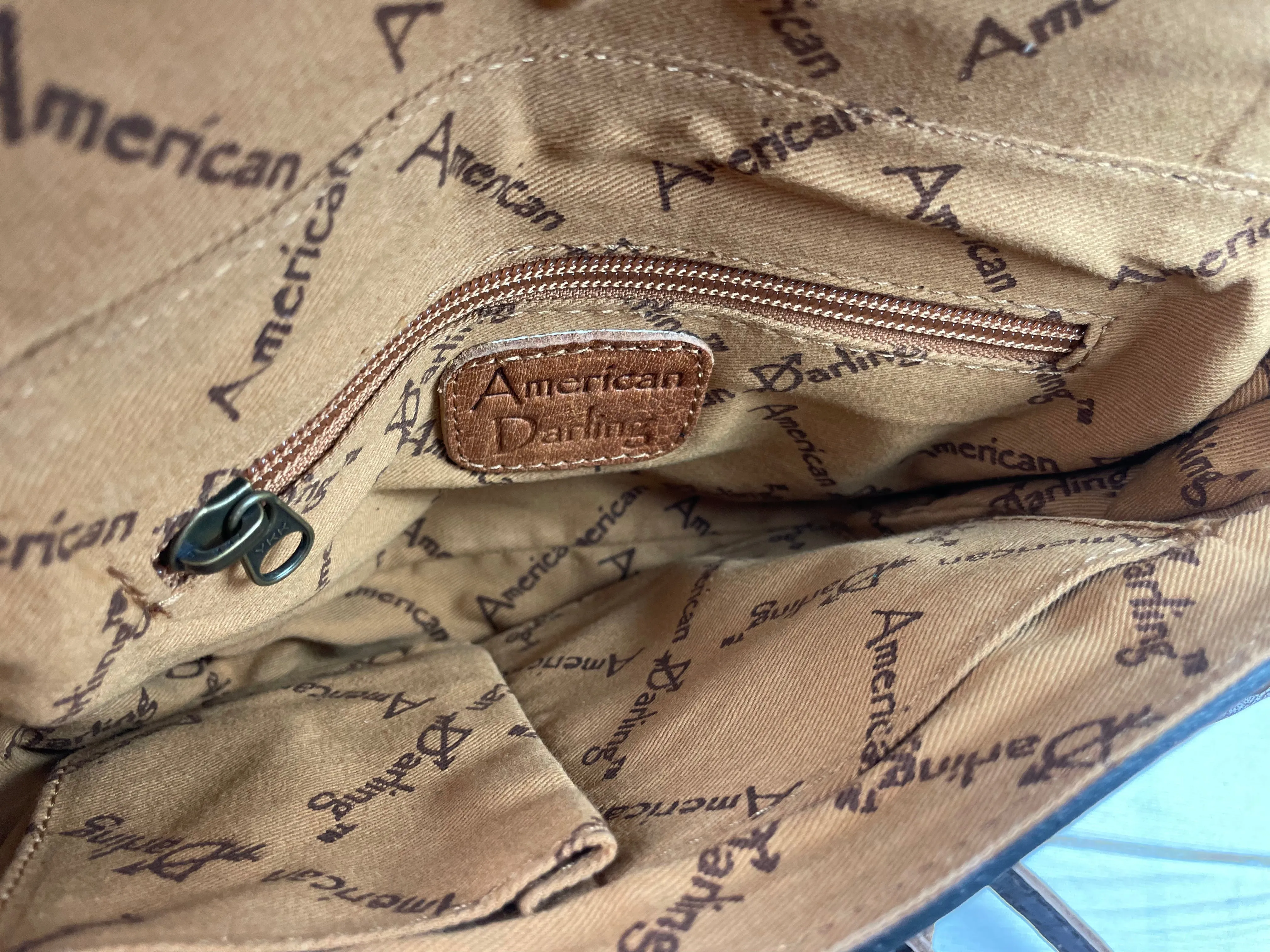 Safford Cowhide Tooled Border Crossbody Purse