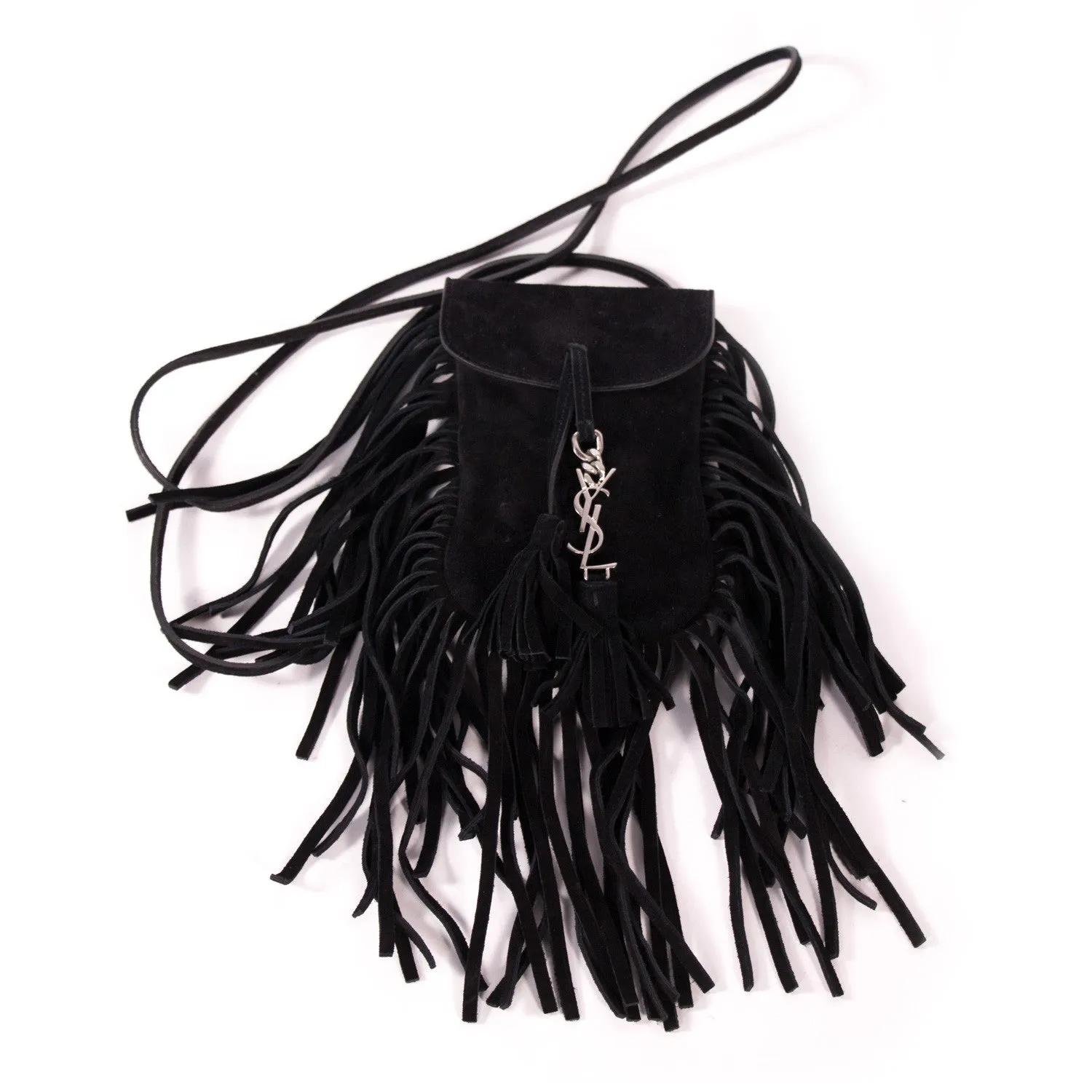 Saint Laurent Suede Fringe Pouch