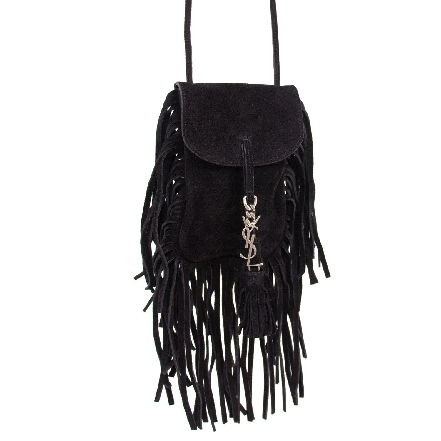 Saint Laurent Suede Fringe Pouch