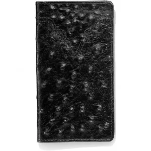 Silver Creek Black Ostrich Print Checkbook Wallet