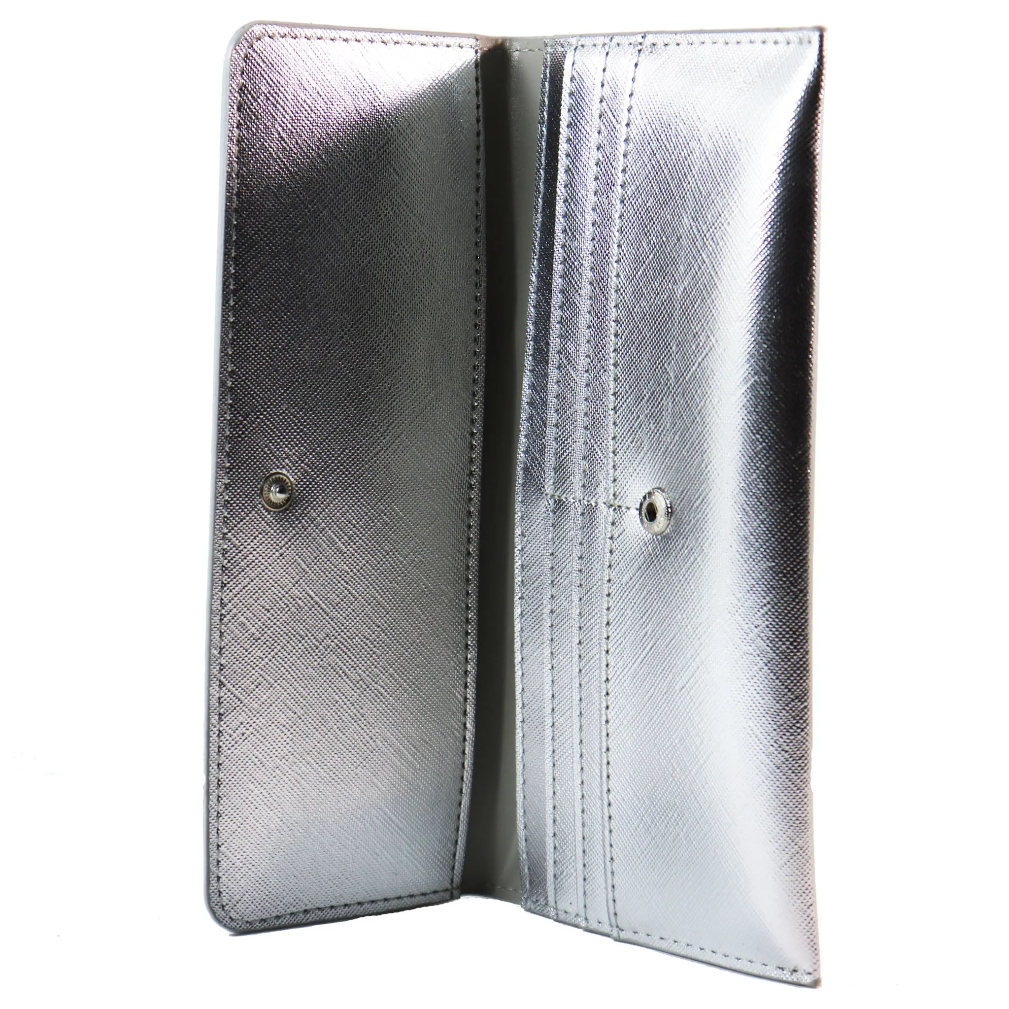 Silver Metallic Fold Over Wallet