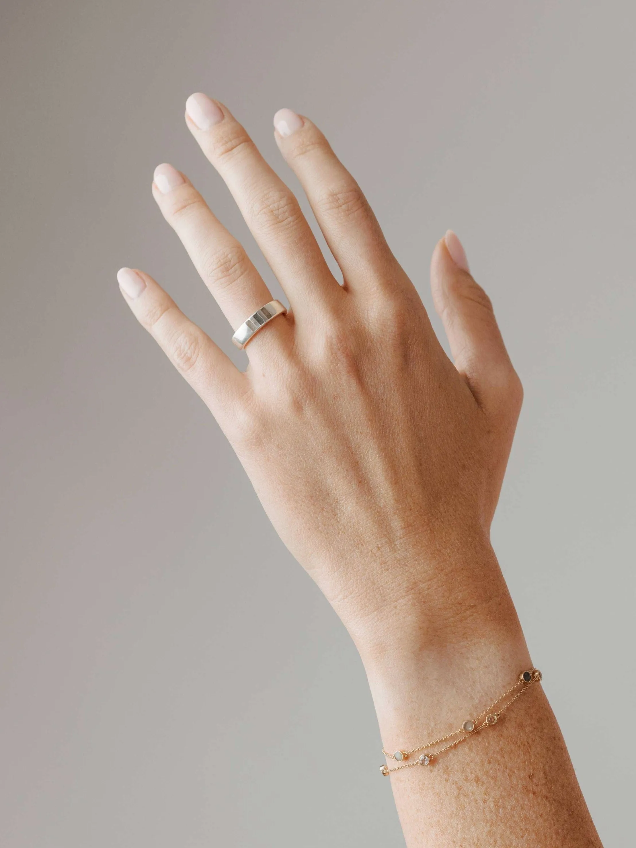 Simple Band Three Setting Cremation Ring in Sterling Silver