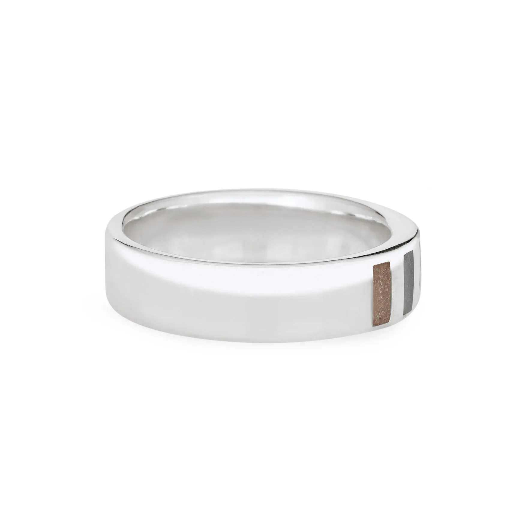 Simple Band Three Setting Cremation Ring in Sterling Silver