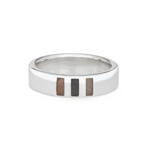 Simple Band Three Setting Cremation Ring in Sterling Silver