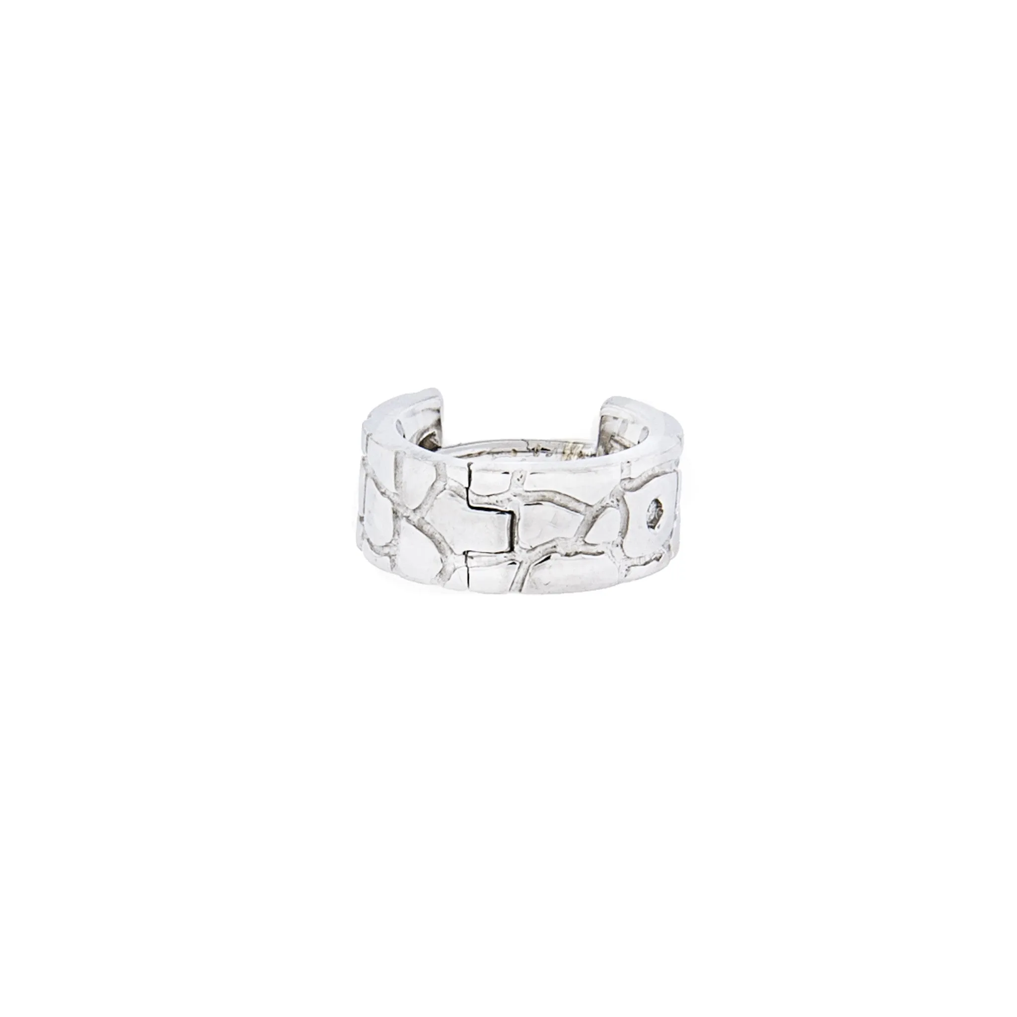 Single Wide Silver Hoop Earring with Diamond