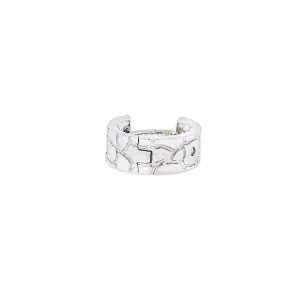 Single Wide Silver Hoop Earring with Diamond