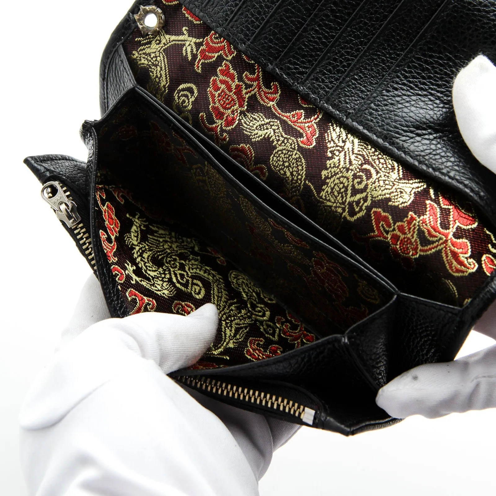 Skull Snap Tribal Tattoo Genuine Leather Biker Chain Wallet