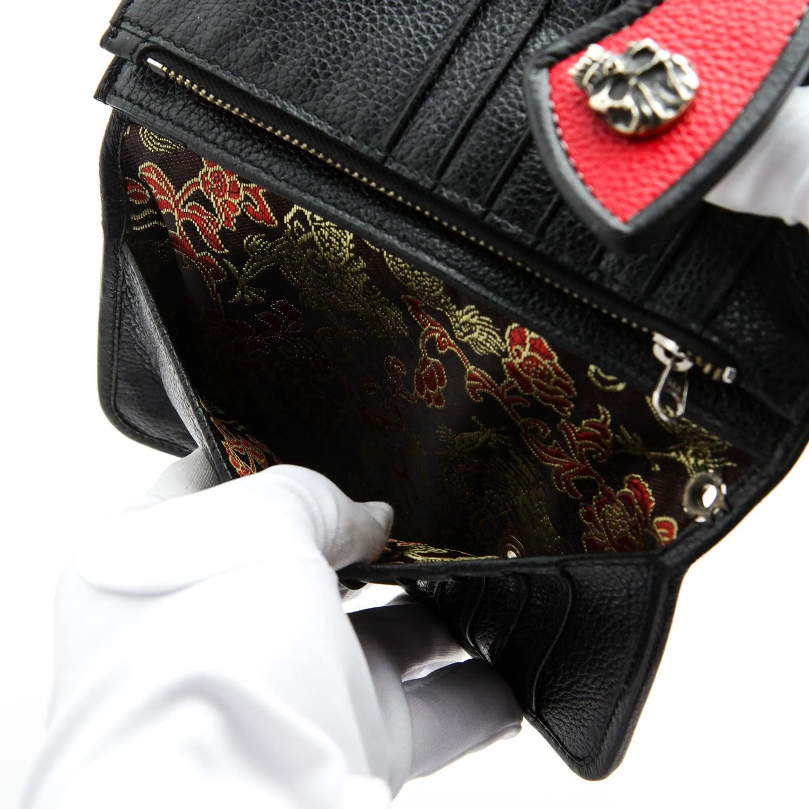 Skull Snap Tribal Tattoo Genuine Leather Biker Chain Wallet