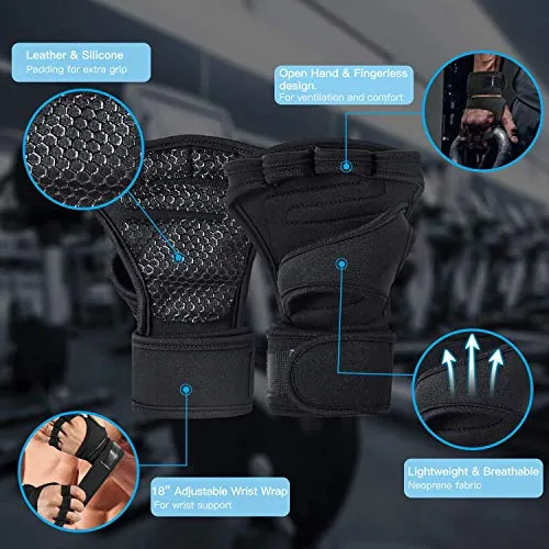 Sportneer Gym Gloves with Wrist Support Grip and Breathable Glove Design Used for Weight Lifting, Pull Up, Crossfit, Cycling, Driving, Fitness, Gym Training(L)
