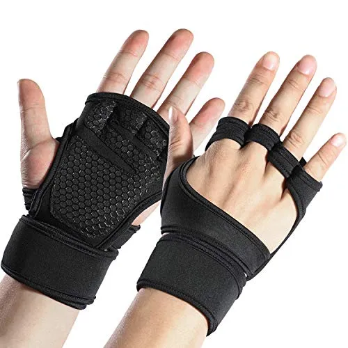 Sportneer Gym Gloves with Wrist Support Grip and Breathable Glove Design Used for Weight Lifting, Pull Up, Crossfit, Cycling, Driving, Fitness, Gym Training(L)