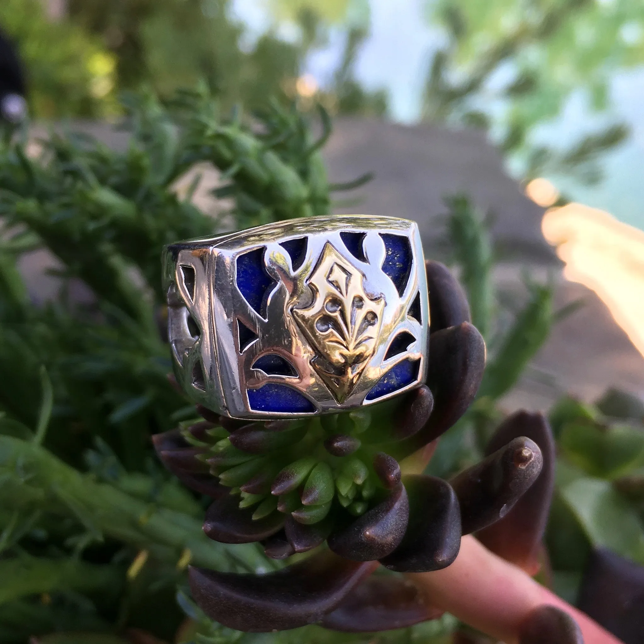Stephen Webster Raven Head Men's Gold Sterling Silver & Lapis Ring