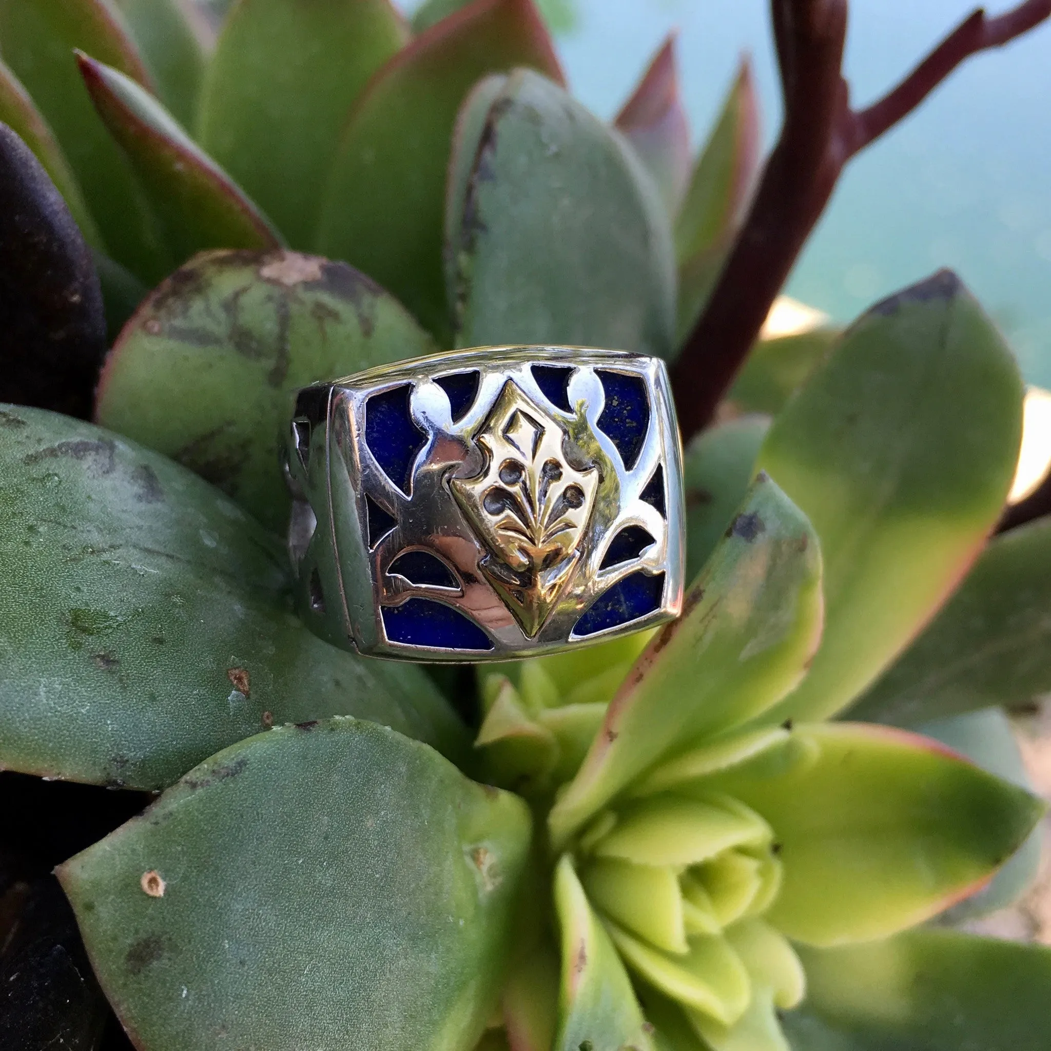 Stephen Webster Raven Head Men's Gold Sterling Silver & Lapis Ring