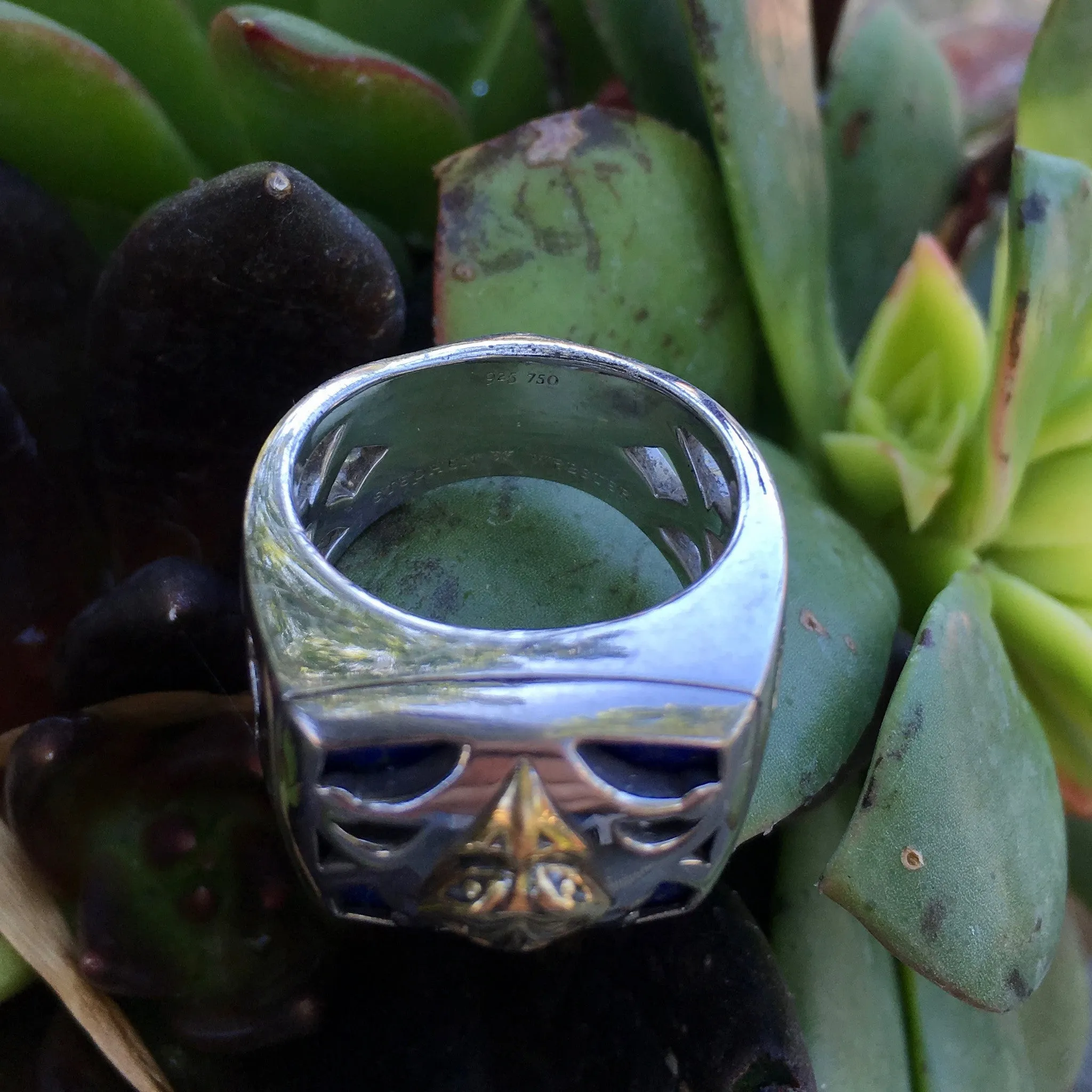 Stephen Webster Raven Head Men's Gold Sterling Silver & Lapis Ring