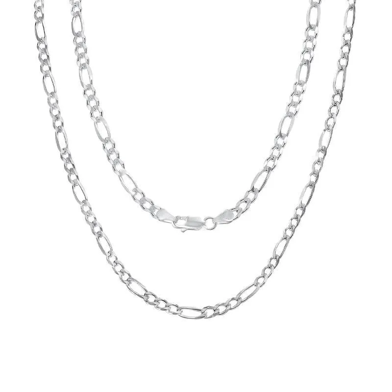 Sterling Silver 24" 9.2mm Italian Men's Figaro Link Chain