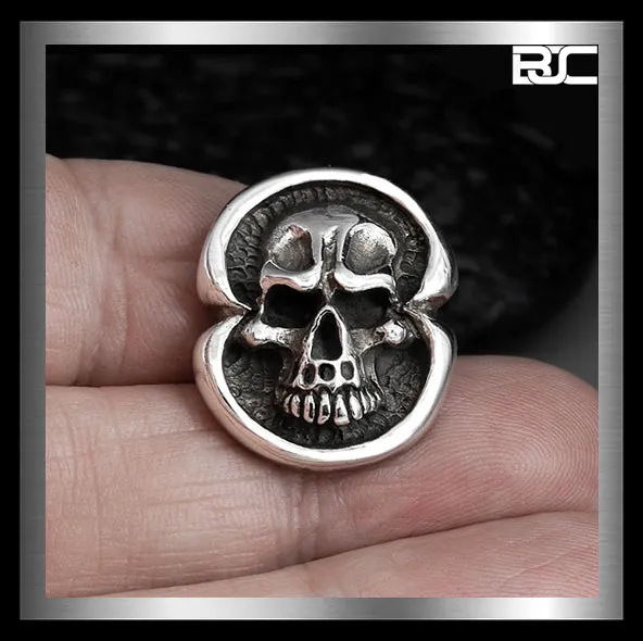 Sterling Silver Biker Half Skull Concho