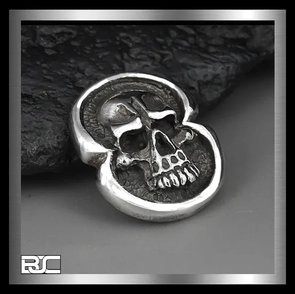 Sterling Silver Biker Half Skull Concho