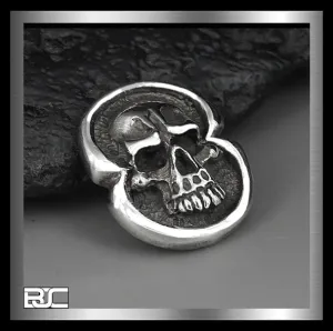 Sterling Silver Biker Half Skull Concho