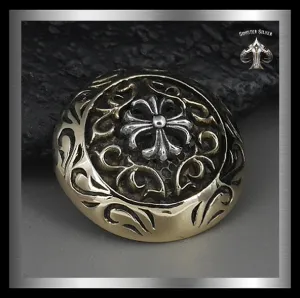 Sterling Silver Bronze Templar Cross Biker Concho